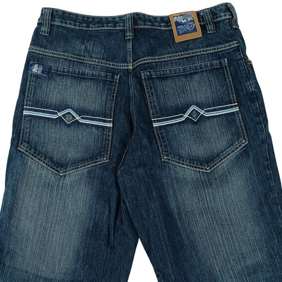 Paco Baggy Jeans Mens 34X32 Blue Fade Hip Hop Street Skater Y2K Wide Leg - Picture 1 of 15